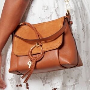 NWT SEE BY CHLOE Joan Shoulder Bag Leather Suede Shoulder Crossbody Strap O-Ring